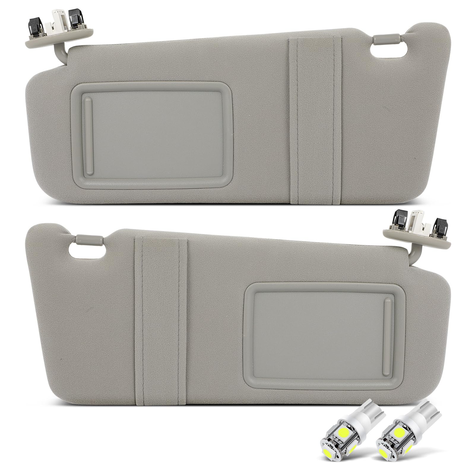 Gray Left Driver & Right Passenger Sides Car Sun Visor With Sunroof for 2007-2011 For Toyota For Camry,Replacement Assembly 74320-06800-B0,04002-30706-B0,74310-06770-B0,04002-30306-B0 (with mirror)