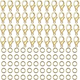 500 PCS Lobster Claw Clasps and Open Jump Rings, Gold Lobster Clasps for Jewelry Making Necklace Clasps and Closures, Bracelet Clasps and Closures for DIY Crafts Jewelry Clasps and Closures