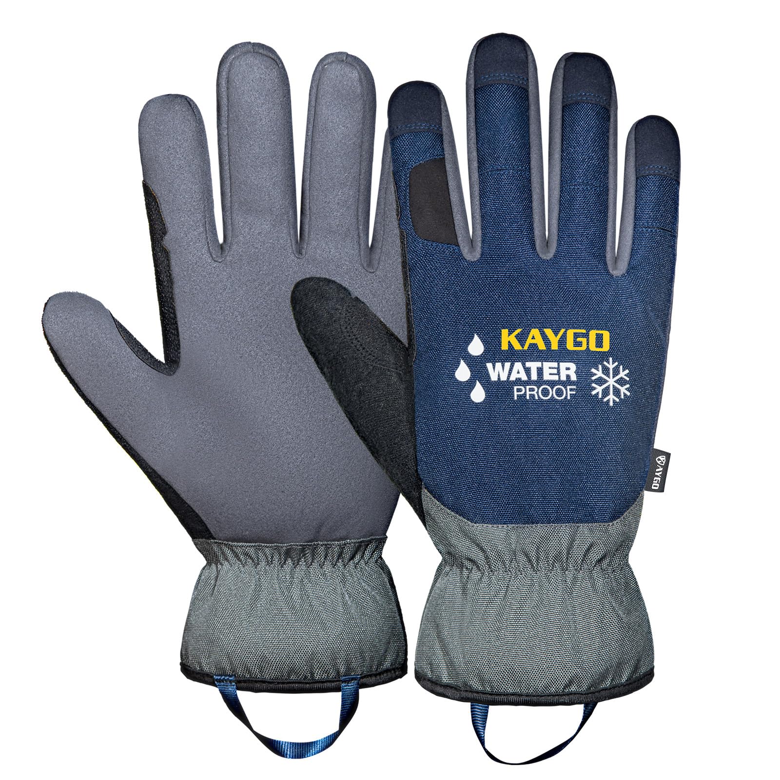 KAYGO Thermal Work Gloves, Insulated Warm Fleece Liner, Winter Work Gloves for Men Women, Ideal for Cold Weather Outdoor Work Freezer Storage Snow Removal (Navy Blue, XX-Large, Size 11)