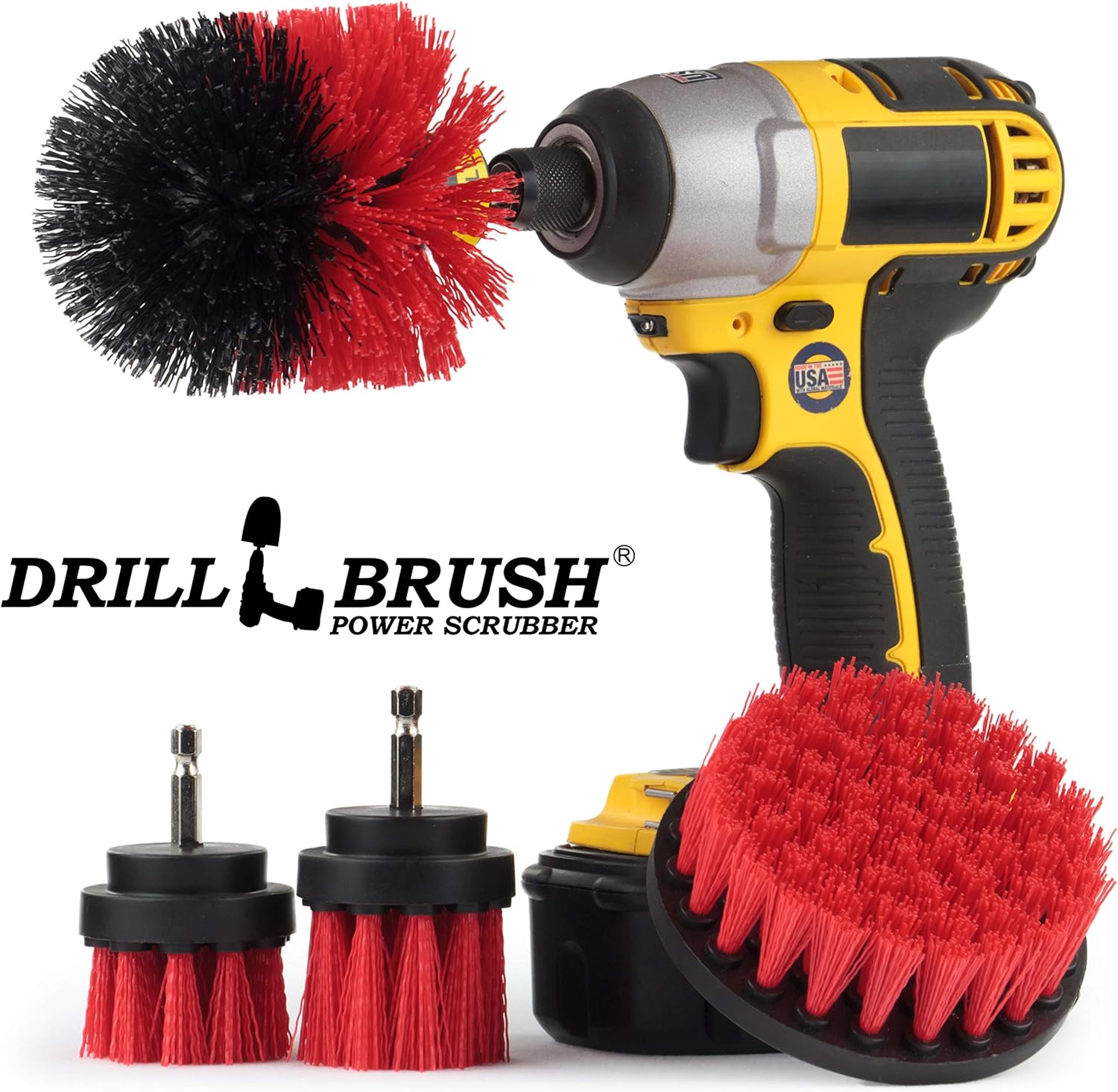Drill Brush - Outdoor - Cleaning Supplies - Garden - Fountain - Patio - Fire Pit - Scrub Brush - Concrete - Marble - Grout Cleaner - Bird Bath - Granite - Headstone - Garden Statues - Pond