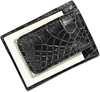 Genuine Alligator Leather Magnetic Money Clip Wallet (Black) at