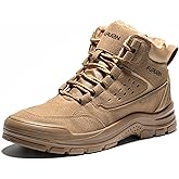 Furuian Winter Steel Toe Boots for Men - Insulated Safety Toe Work Shoes, Breathable Mid Top Tactical Boots for Industry Construction Safety