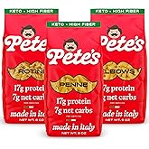 Pete's Pasta Penne, Rotini, Elbow Mac, Low Carb, 17g Protein, 7g Net Carbs | Made in Italy, Al Dente, Only 110 Calories, 27g Fiber, Real Wheat, Never Rubbery, No Funny Aftertaste, Holds Sauce, 3 x 8 oz