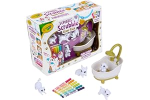 Crayola Scribble Scrubbies Glam Pack (4 Pets), Holiday for Kids, Washable Pet Care Toy, Coloring Animal Craft, Stocking Stuffer Toys for Girls & Boys, 3+