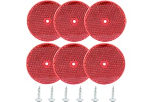 Moicstiy 6 Pack Red Round Reflector, Front Reflector with Mounting Screw, Safety Reflectors for Driveway, Trailer, Posts