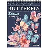 TIEFOSSI Relaxing Butterfly Coloring Book, for Adults to Relax and Relieve Anxiety,160 GSM 50 Original Tearable Designs, Gift for Kids Adult