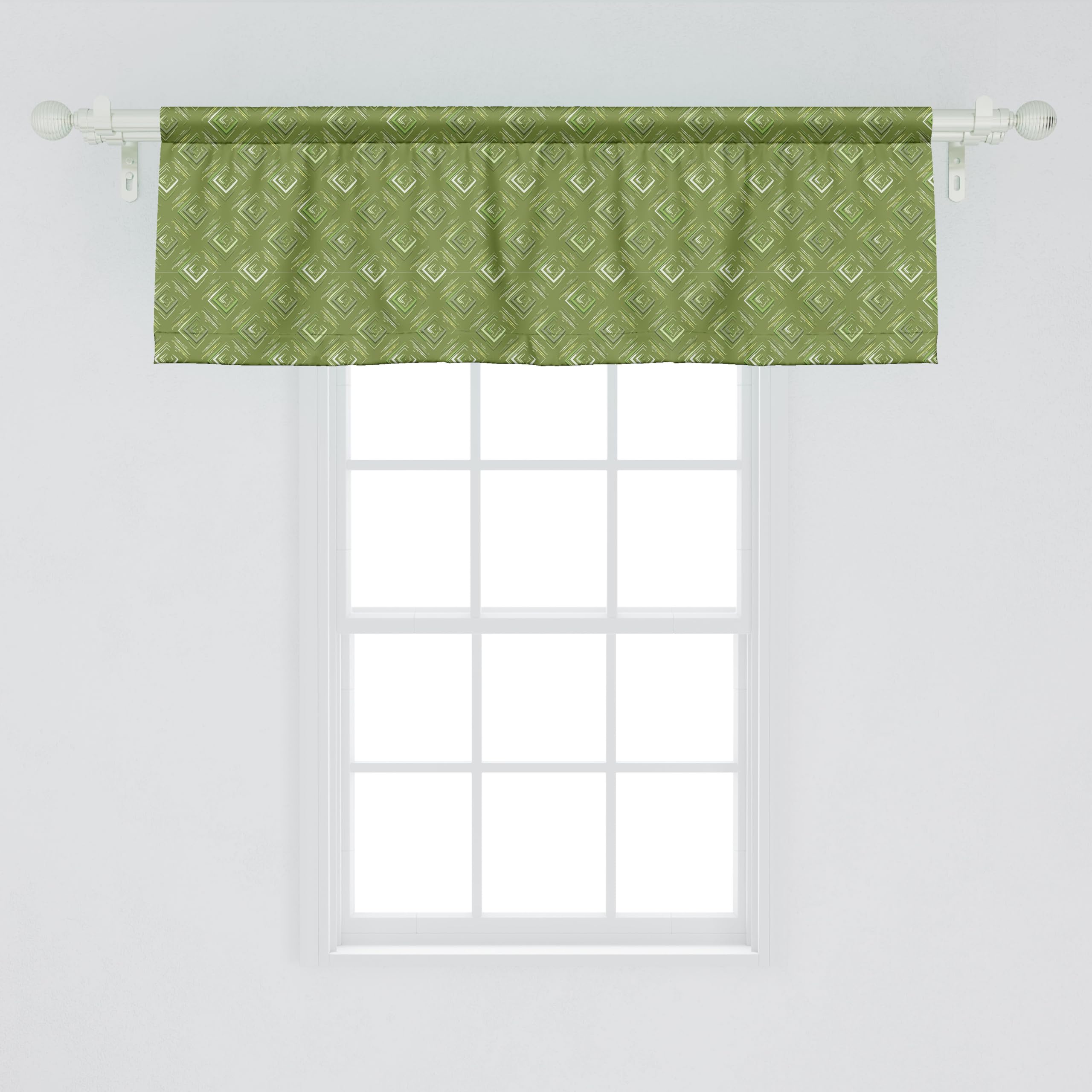 Ambesonne Olive Green Window Valance, Grunge