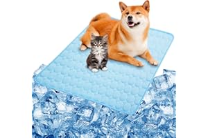 SHEJIZE Dog Cooling Mat Dog Cooling Pad Self Cooling Blanket, Washable Cooling Mat for Dogs, Pet Cooling Mat Keeps Pets Cool in Summer Heat, Resuable Fabric Cooling Mat (Blue, 20x16inch/50x40cm)