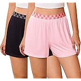 Ekouaer Womens 2 Pack Pajama Shorts 2026 Comfy Elastic Waist Sleep Shorts Bamboo Viscose Soft Pj Bottoms with Pockets