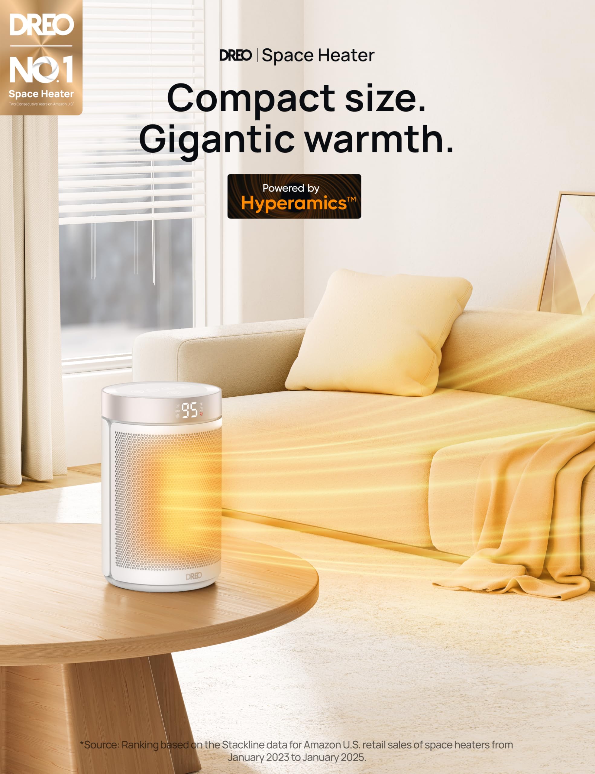 Dreo Space Heater, Portable Electric Heaters for Indoor Use with Thermostat and Remote, 2024 Upgraded, Digital Display, 12H Timer, 5 Mode, 1500W PTC Ceramic Fast Safety Heat for Office Bedroom Home