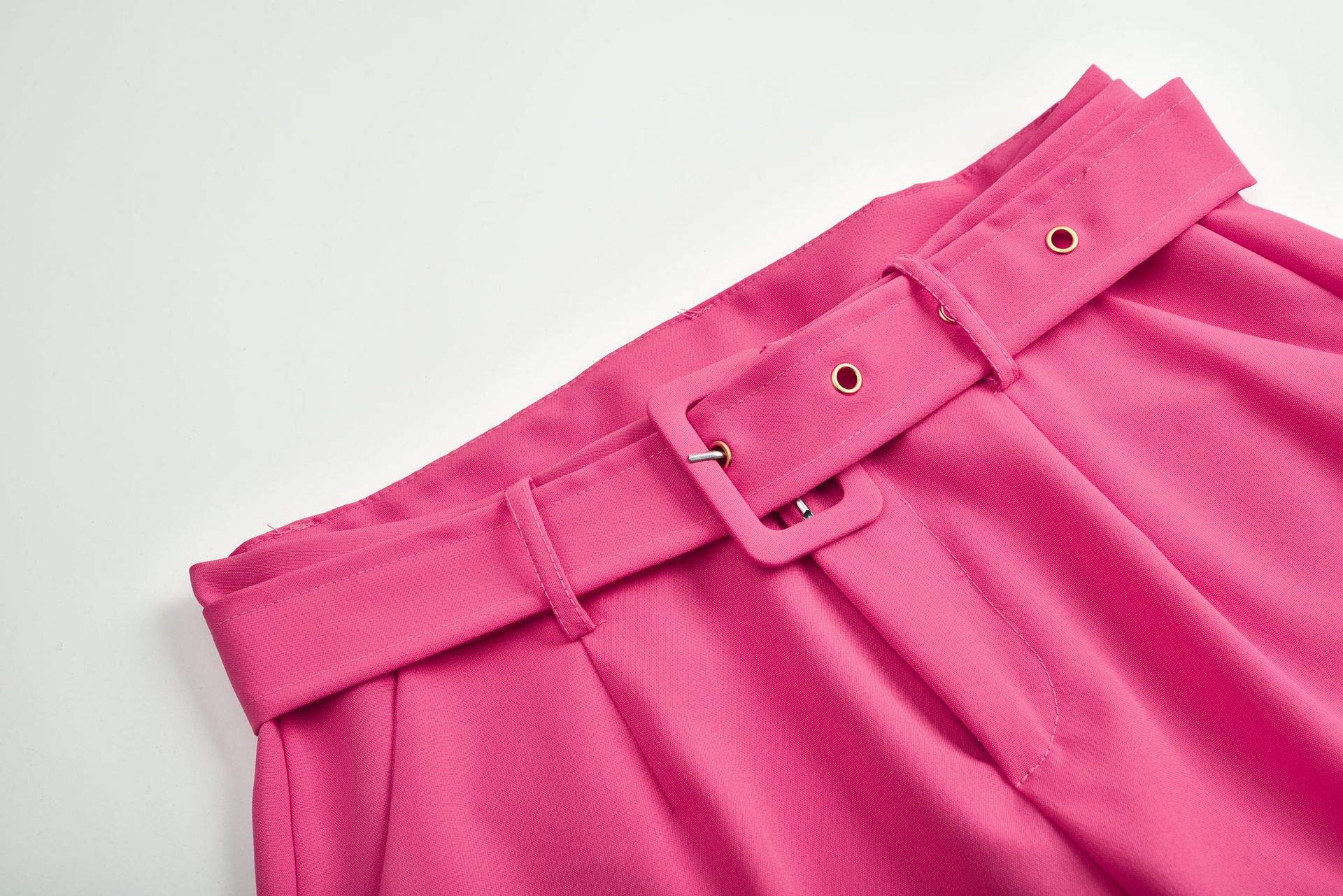 Womens Formal Dress Pants - Comfy Career Straights Leg Work Trousers with Belt Pink US 12