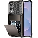 COOYA Wallet Case for Samsung Galaxy S25 Edge 6.7'' Gunmetal, 3-5 Credit Cards Holder, Slot Flip Cover Back Pocket, Dual Layer Protective Hard Shell+Soft TPU Rubber Inner, Bumper Armor, Non-Slip, Men