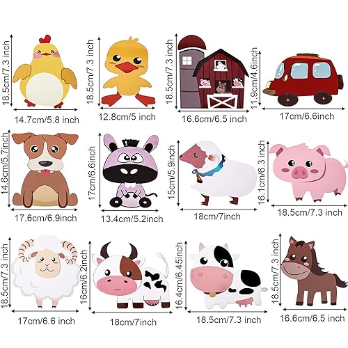 36 Pieces Farm Animal Cutouts Barnyard Party Table Decorations