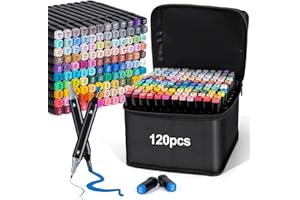 120 Colors Dual Tip Alcohol Markers, Alcohol Based Markers Artist Blendable Drawing for Adult Coloring, Books Painting Marker