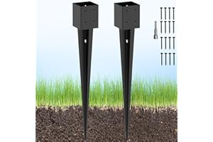 TAYORY 2 Pcs 4"x4" Fence Post Anchor Ground Spike 36"(Actual: 3.6"x3.6") Heavy Duty Metal Fence Post Anchor, Black Powder-Coated, for Fence,Deck,Bird Feeder,Railing,Mailbox