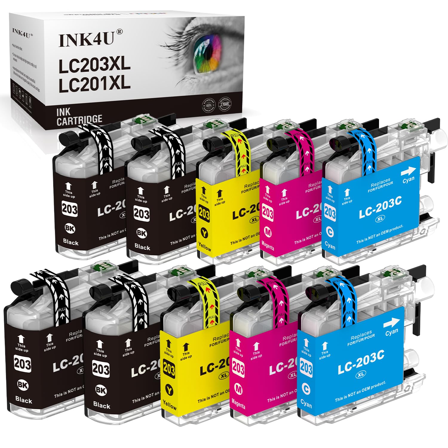 Photo 1 of LC203XL LC201XL Ink Cartridges Brothers Printer Replacement for Brother LC203 LC201 LC-203 LC-201 to Use with MFC-J480DW MFC-J485DW MFC-J4420DW MFC-J4620DW MFC-J885DW Printer (4B/2C/2M/2Y, 10 Packs)