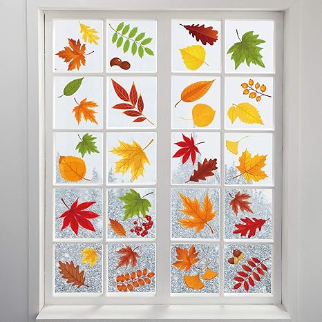 Amazon Com Adoreu Fall Leaves Window Clings Autumn Thanksgiving