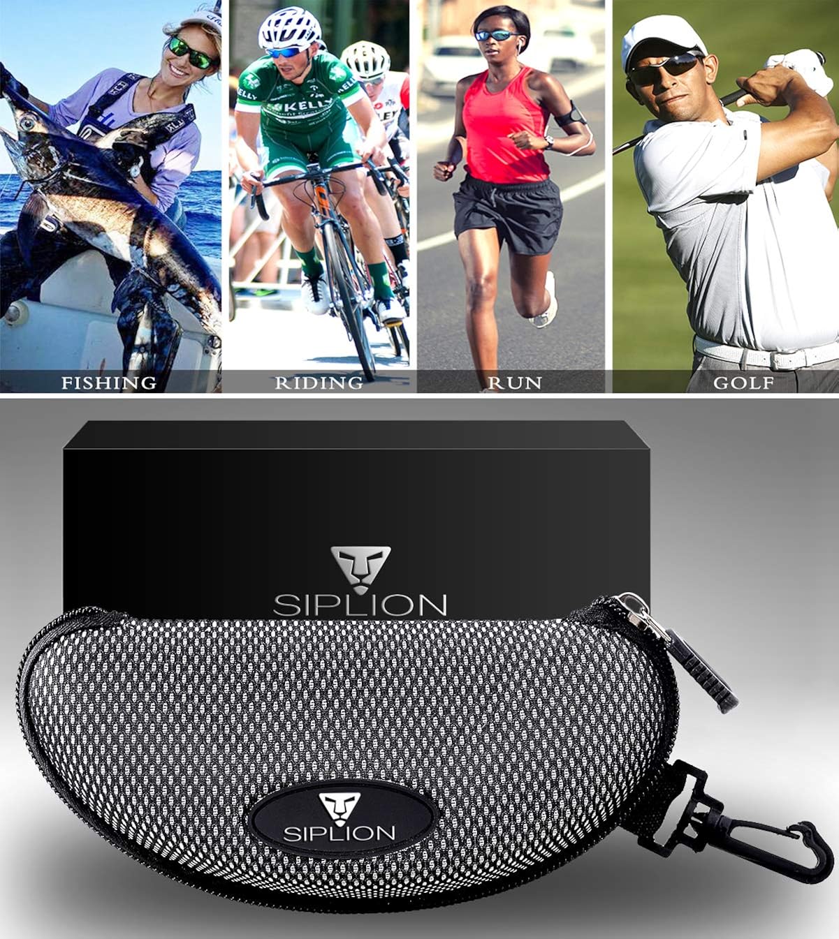 SIPLION Men's Polarized Sunglasses Sports Glasses for Cycling Fishing Golf TR90 Superlight Frame 502 BLACK: Shoes
