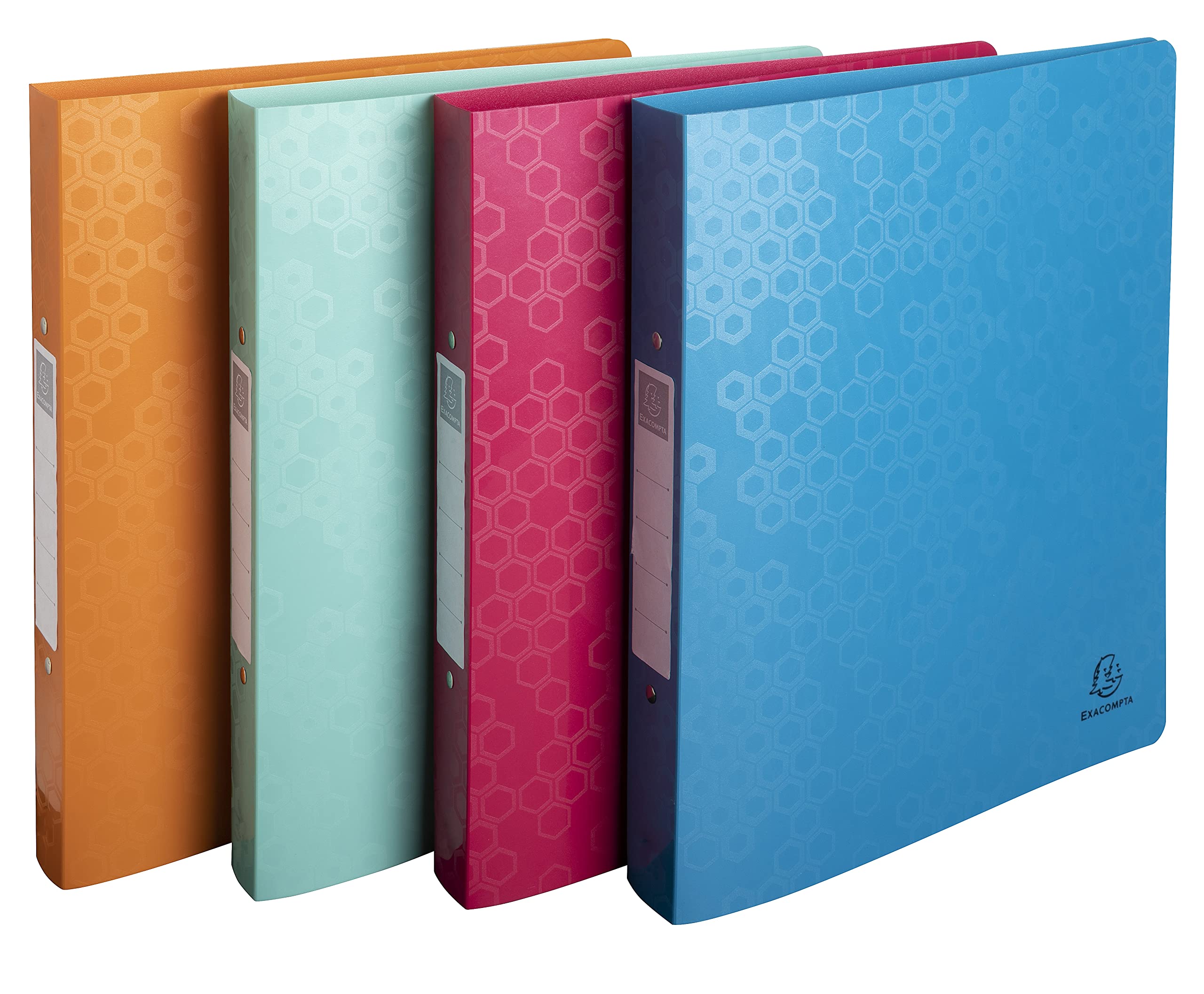 Exacompta - Ref. 54410E - 1 Set of 4 Maïa Semi-Rigid Binders in Recycled Polypropylene - 2 Round Rings Diam 30 mm - External Format 32 x 26.8 cm - A4 Maxi Filing Format - 4 Assorted Colors