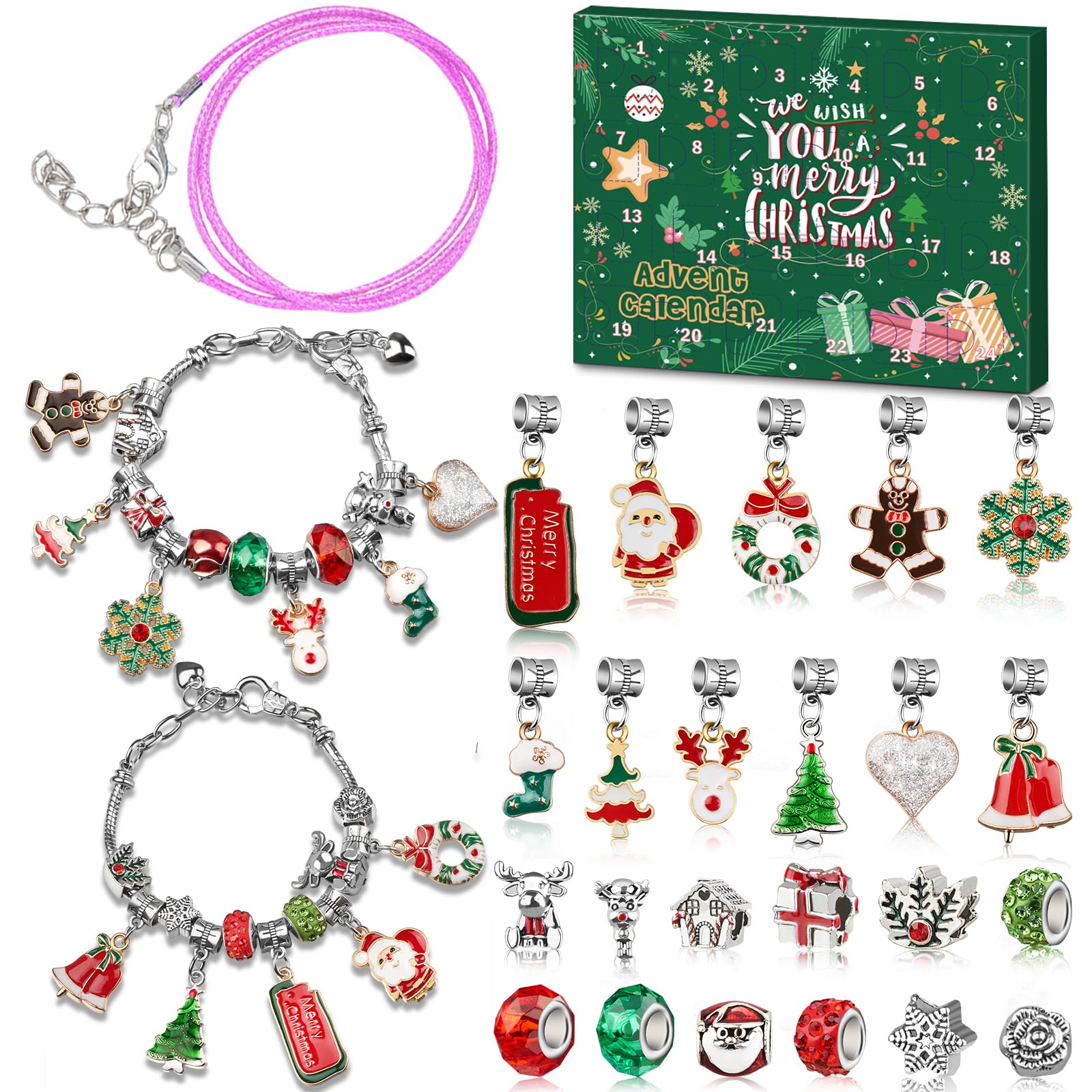 Photo 1 of ++2 pack++Advent Calendar 2025 Girls, Jewelry Making Kit Charm Bracelet Advent Calendar for Kids Countdown to Christmas, DIY Christmas Arts and Crafts for Girls Age 4-12, Teenagers, Teens Girl, Adults, Women