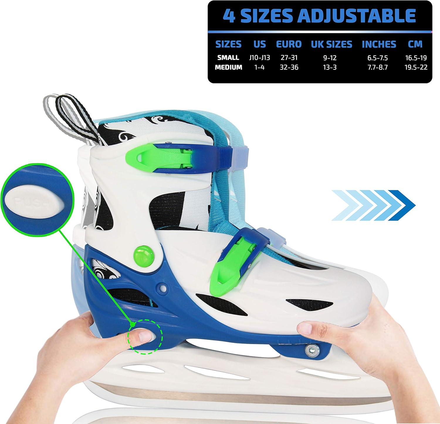 Xino Sports Adjustable Ice Skates - for Girls and Boys, Two Awesome Colors - Blue and Pink, Soft Padding and Reinforced Ankle Support, Fun to Skate! : Clothing