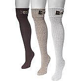 Muk Luks Muk Luks Women's 3 Pair Buckle Cuff Over The Knee Socks Sockshosiery