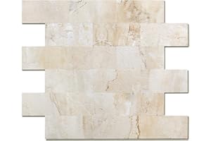 REOVATILE 10-Pack Peel and Stick Tile Backsplash 12"X12" PVC Wall Tiles, Stick on Backsplash for Kitchen, Bathroom Tile, Fireplace Décor, Laundry Table, Stair Decals in Beige Modern