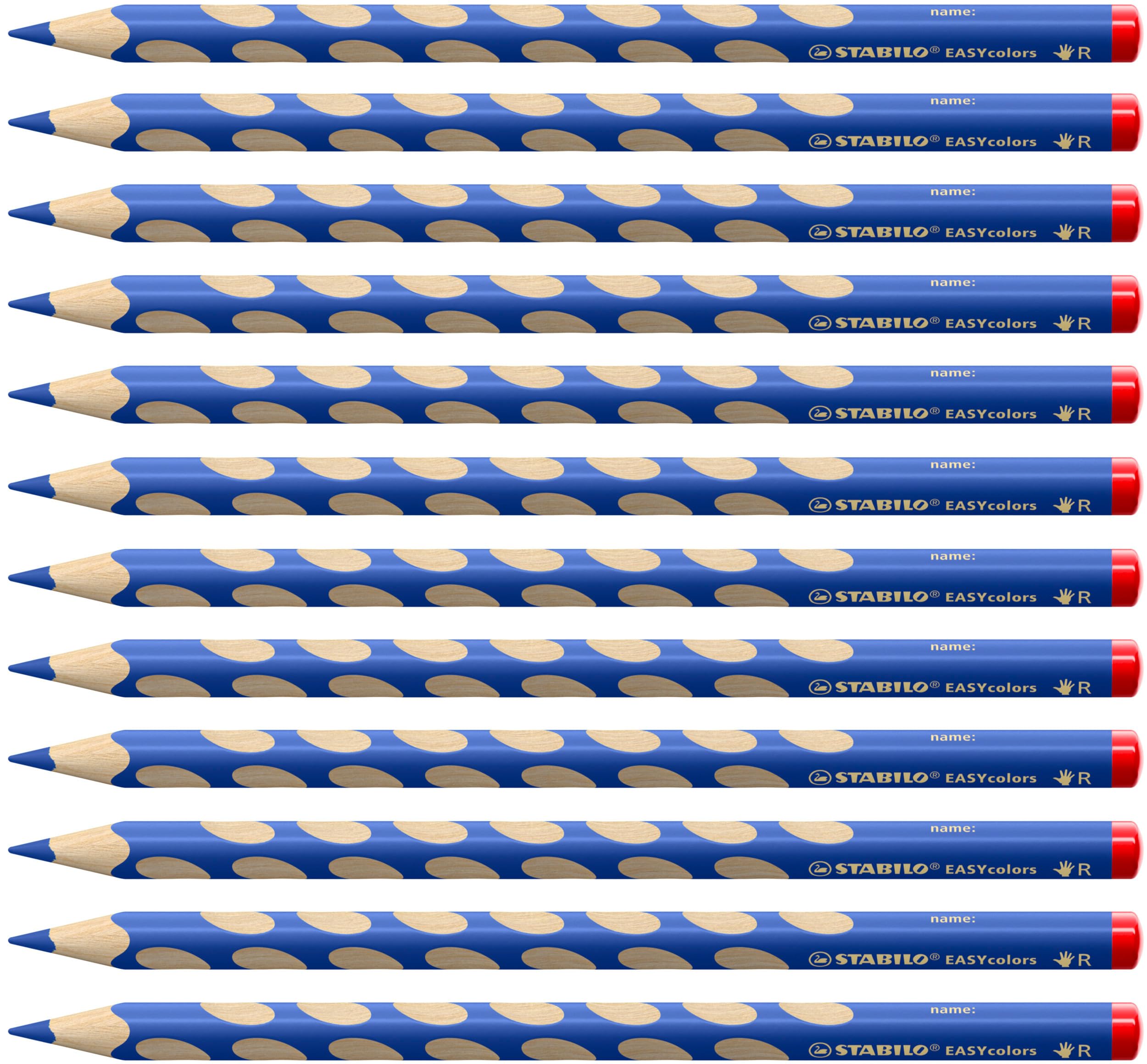STABILO Ergonomic Colouring Pencil EASYcolors - Right-Handed - Pack of 12 - Blue