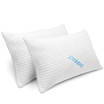 2 Pack Queen Bed Pillows Shredded Memory Foam Sleeping Pillow With Supportive High Loft And Hypoallergenic Bamboo Cover Plixio Amazon In Home Kitchen Shredded Memory Foam Pillow With Bamboo Cover