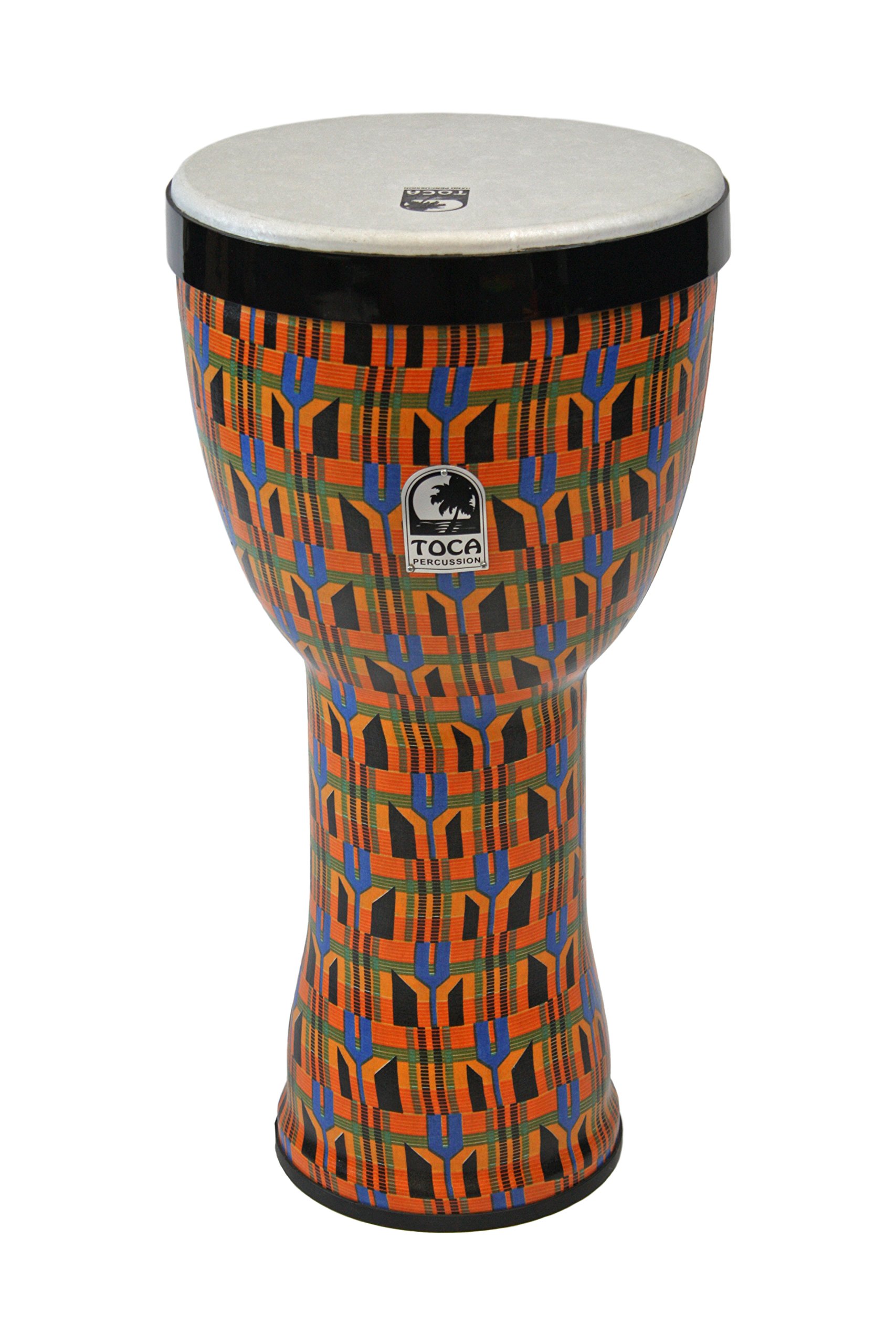 TOCA Nesting Drums Freestyle II (Weatherproof PVC drums for indoor & outdoor, space-saving & lightweight for music education & therapy, diameter: 12"), Kente Cloth