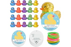 CRUISEAU Ducks Tags for Cruising 60 Packs Kit, 20 Rubber Ducks + 20 Ducks Tags + 20 Rubber Bands, ConQuackulations Keep or Hide Cruise Ducks Set for All Major Cruise Lines(Sparkling)