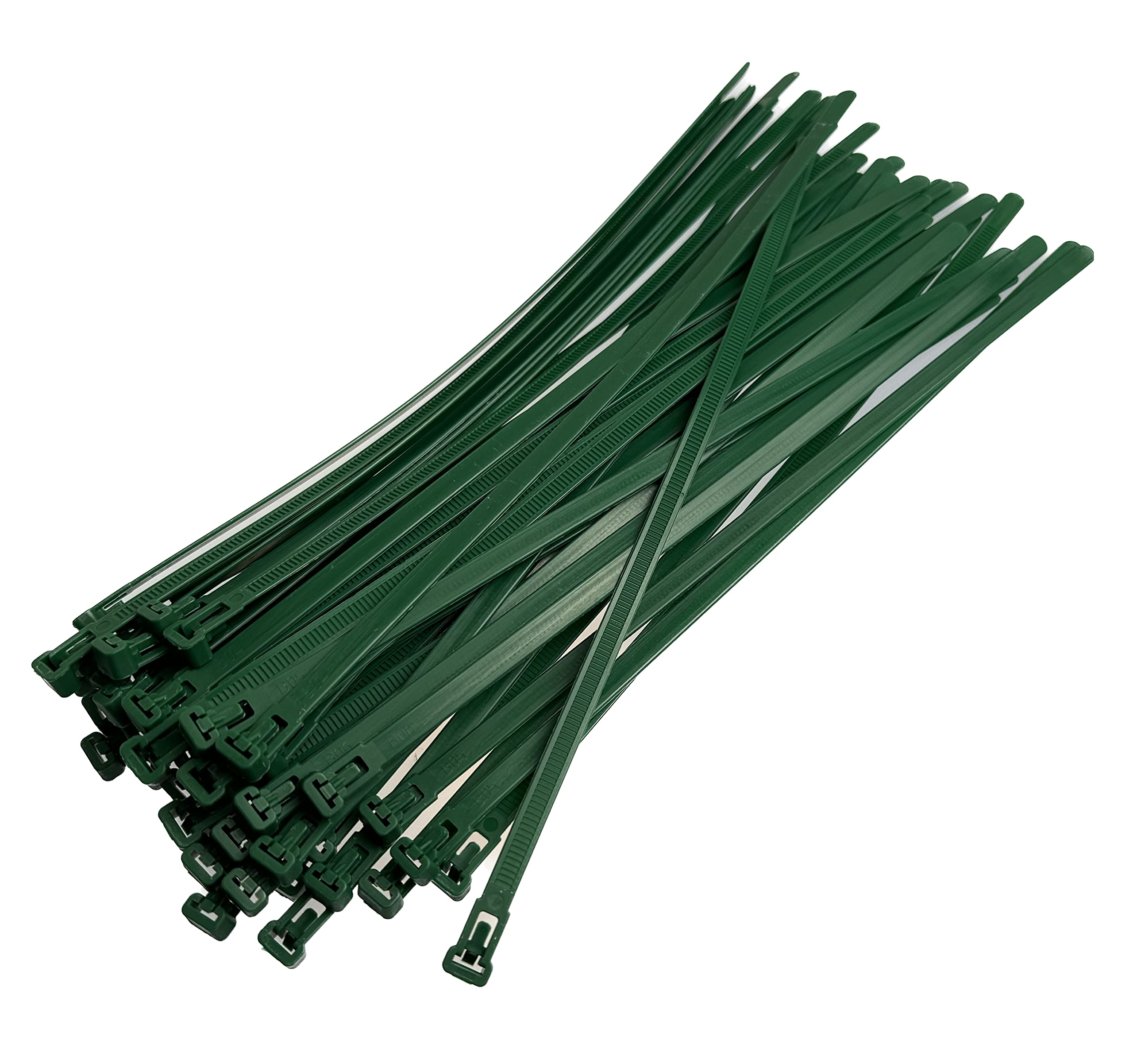 Plastic Releasable Cable Ties Premium Heavy Duty Large Reusable Zip Ties, 50-Pack (7.6mmx370mm, Green)