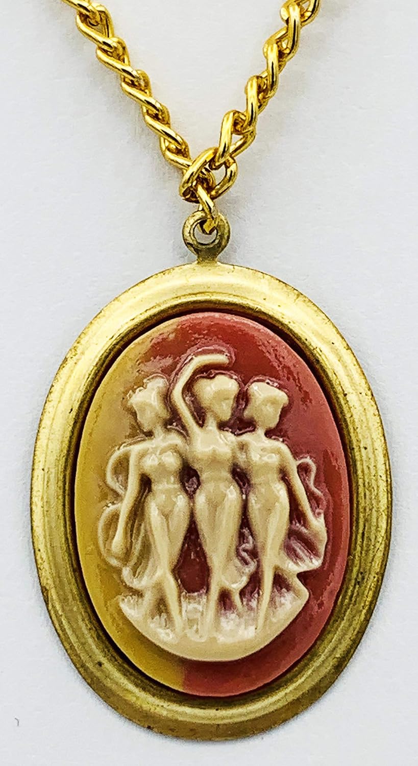 Carnelian Three Graces Cameo Pendant Necklace