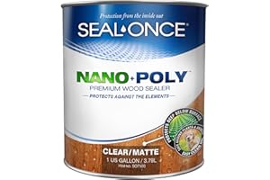 SEAL-ONCE NANO+POLY Penetrating Wood Sealer with Polyurethane - 1 Gallon. Water-based, Low-VOC, waterproofer & stain for decks, fences & log homes.