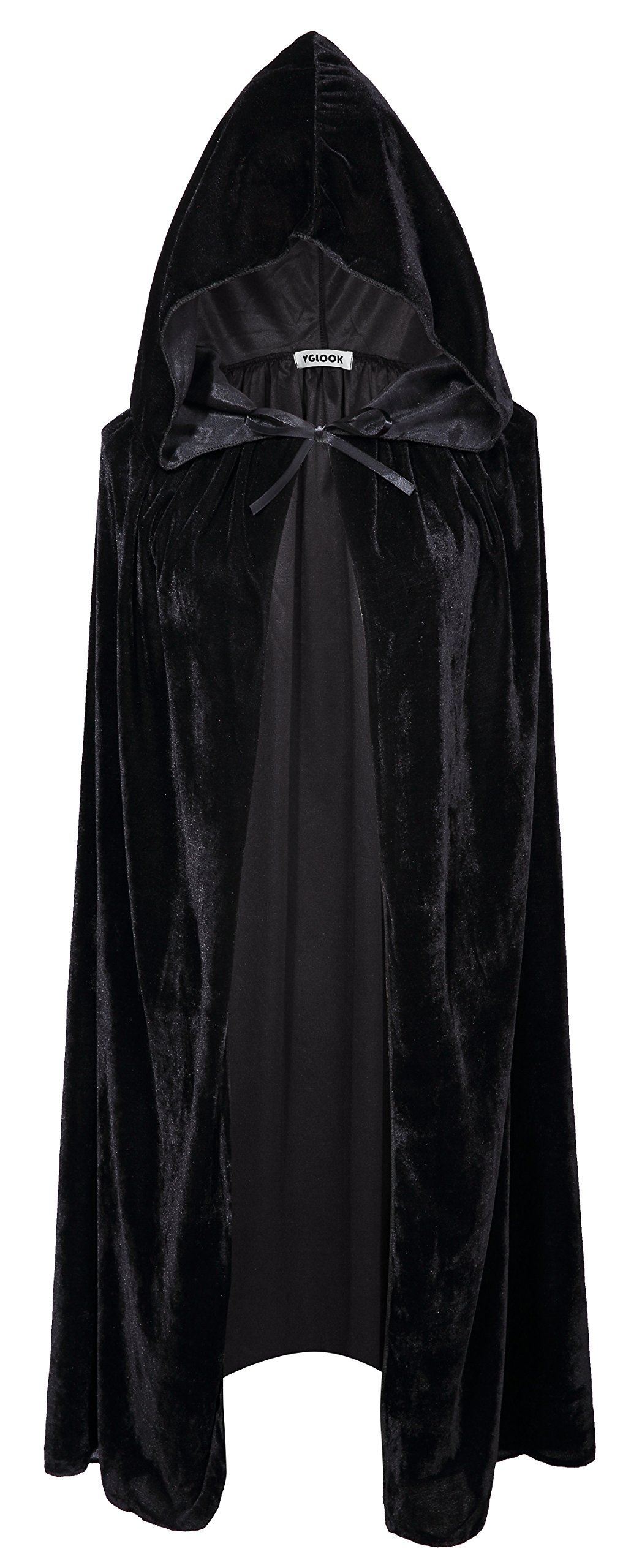 VGLOOK Kids Hooded Cloak Cape For Halloween Cosplay Costumes 8-18 Years Black