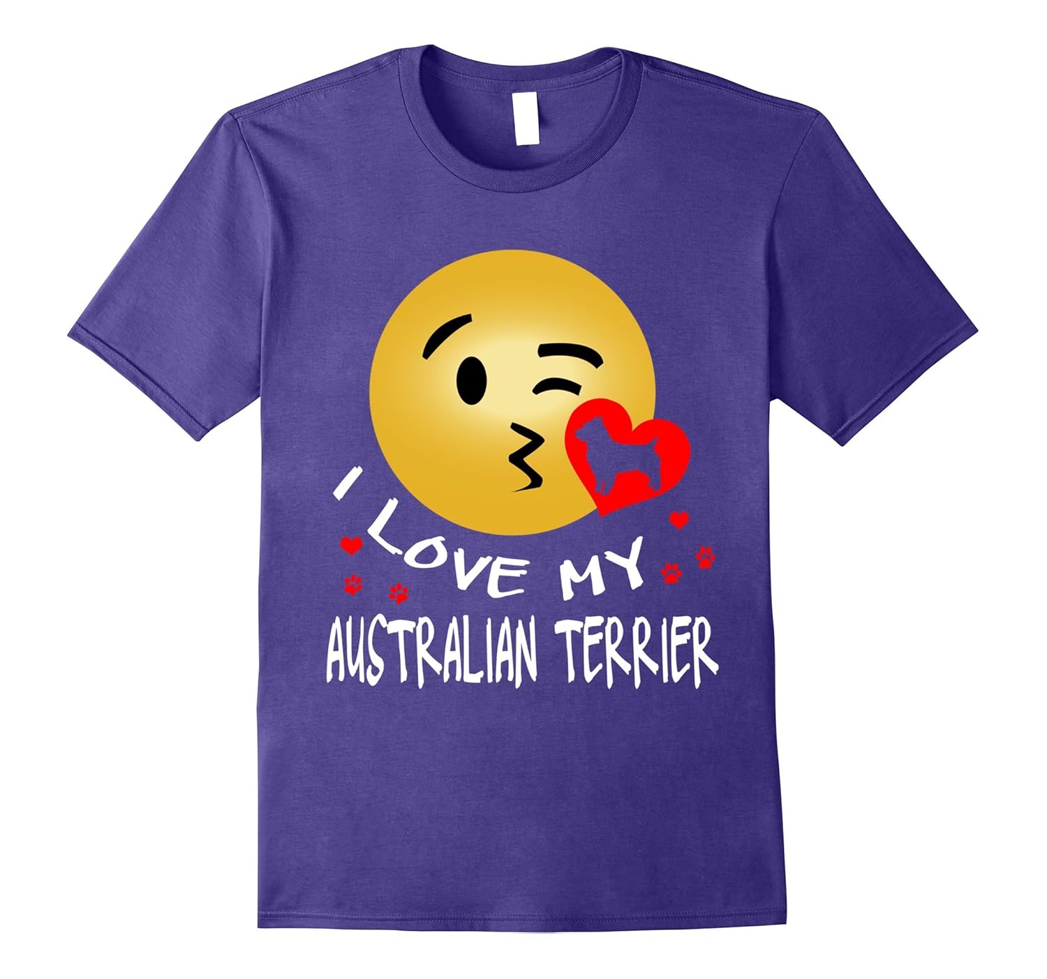 I Love My Australian Terrier T-Shirt Emoji Hearts Love Shirt-ANZ