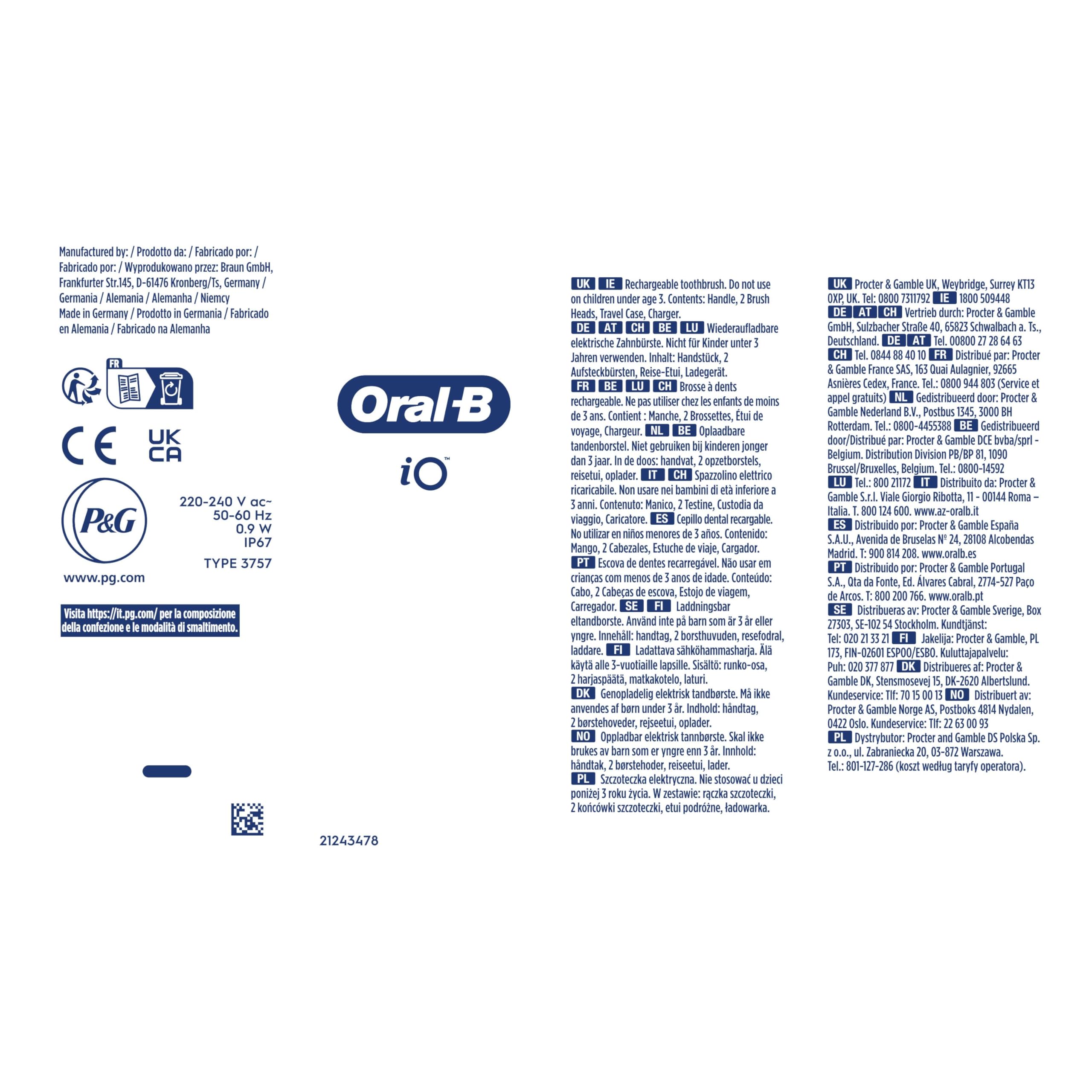 Oral-B iO5 Electric Toothbrushes For Adults, 1 Toothbrush Head & Travel Case, 5 Modes With Teeth Whitening, UK 2 Pin Plug, Black