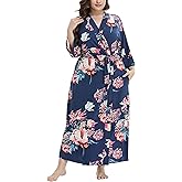 Women Kimono robe Plus Size Long Sleepwear Knit Bride Bridesmaid Robe Lightweight Bathrobe Soft Nightwear Bridal party