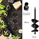 SYITCUN Garden Hole Digger Auger 8x30cm Heavy Duty Solid Barrel Dual-Blades view 2
