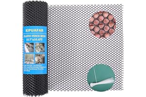 KIPUAFAR Pet Proof Barrier Net, Black Plastic Chicken Wire Mesh Fencing 15.7IN x 16.4FT, Balcony Cat Safety Net & Garden Snake Barrier, Heavy Duty Protection for Chicken Coops, Rabbit Hutches, Dog Kennels
