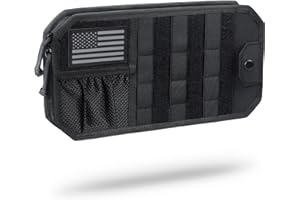 WYNEX Molle Car Sun Visor Organizer, Original Design Car Accessories with Zipper Visor Storage Pouch & Glasses Clip, Semi-Rigid Molle Panel for Tactical Gears, Fits Most Vehicles, SUVs, Trucks