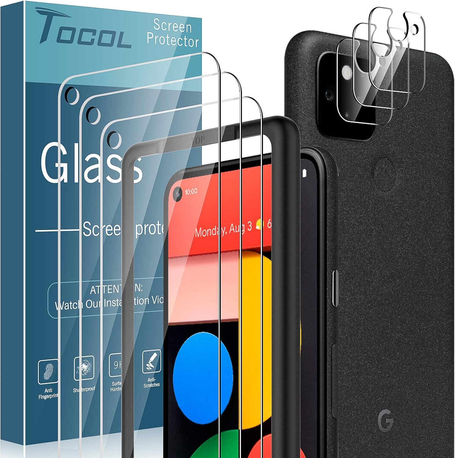 TOCOL 6 Pack Compatible with Google Pixel 5, 3 Pack