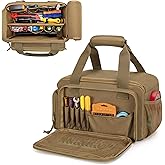 Rexmica 12-Inch Tool Bag with Anti-friction Bottom, Hand Tool Storage Organizer Bag for Men, Tactical Range Bag, Multi-purpose Work Tote for Repairman, Electrician, Carpenters, Handyman, Khaki