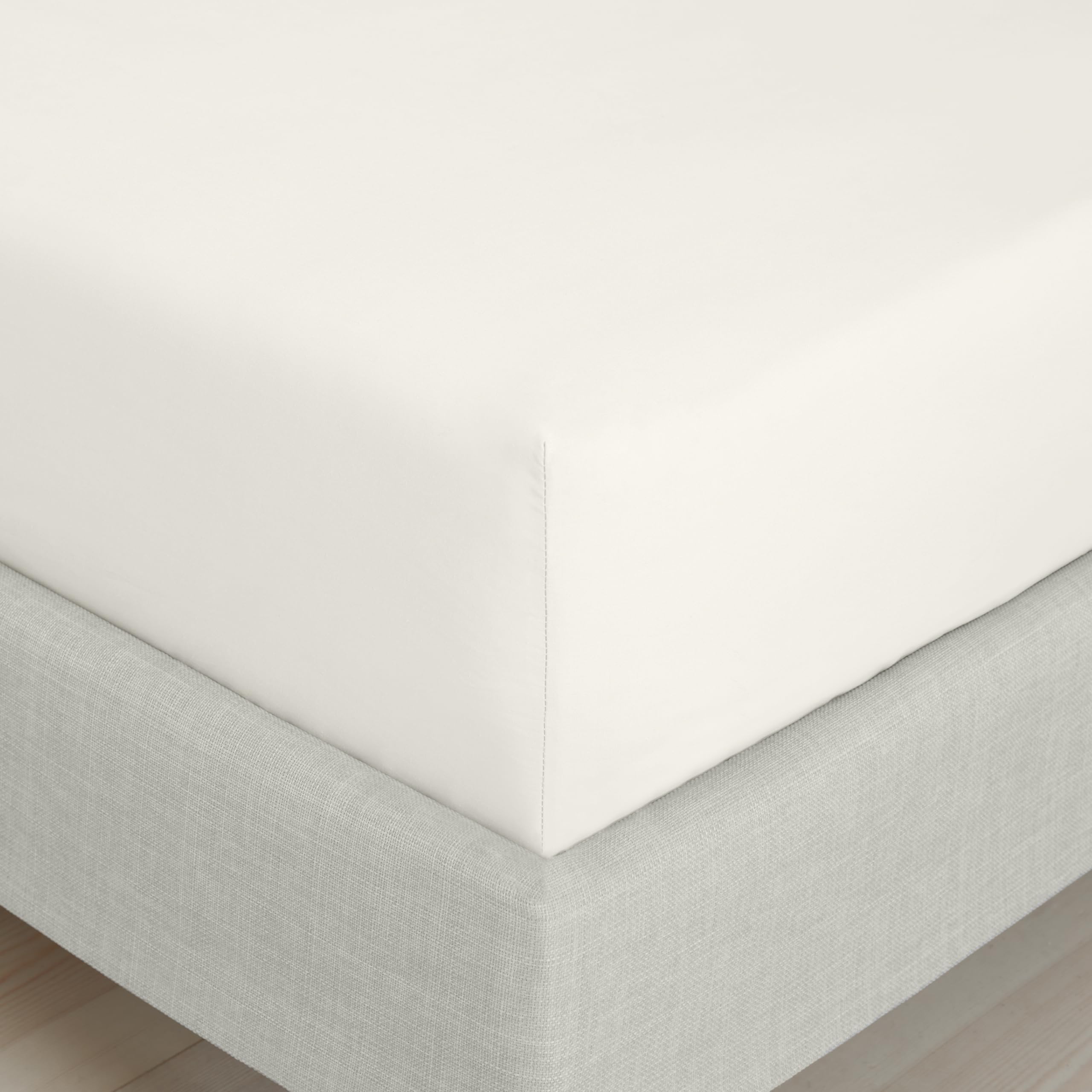 Bianca 200 Thread Count Cotton Percale Extra Deep King Fitted Sheet Cream