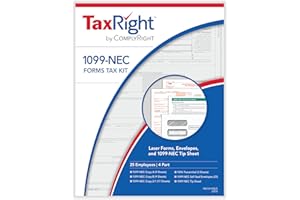 ComplyRight TaxRight Set 1099-NEC (4-Part) with Self-Seal Envelopes, No Software, 25-Pack, Tax Filing for Business