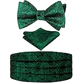 Alizeal Men's Paisley Cummerbund and UNTIED Bow Tie Hanky Set