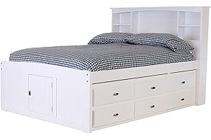 Discovery World Furniture White Full Bookcase Bed with 6 Drawers