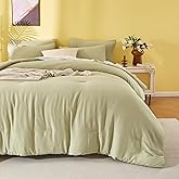 TISPLR Queen Size Comforter Set Desert Sage, 3 Pieces Double-Layer Crinkle Yarn Bedding, All-Season Lightweight Warmth with 2 Pillowcases