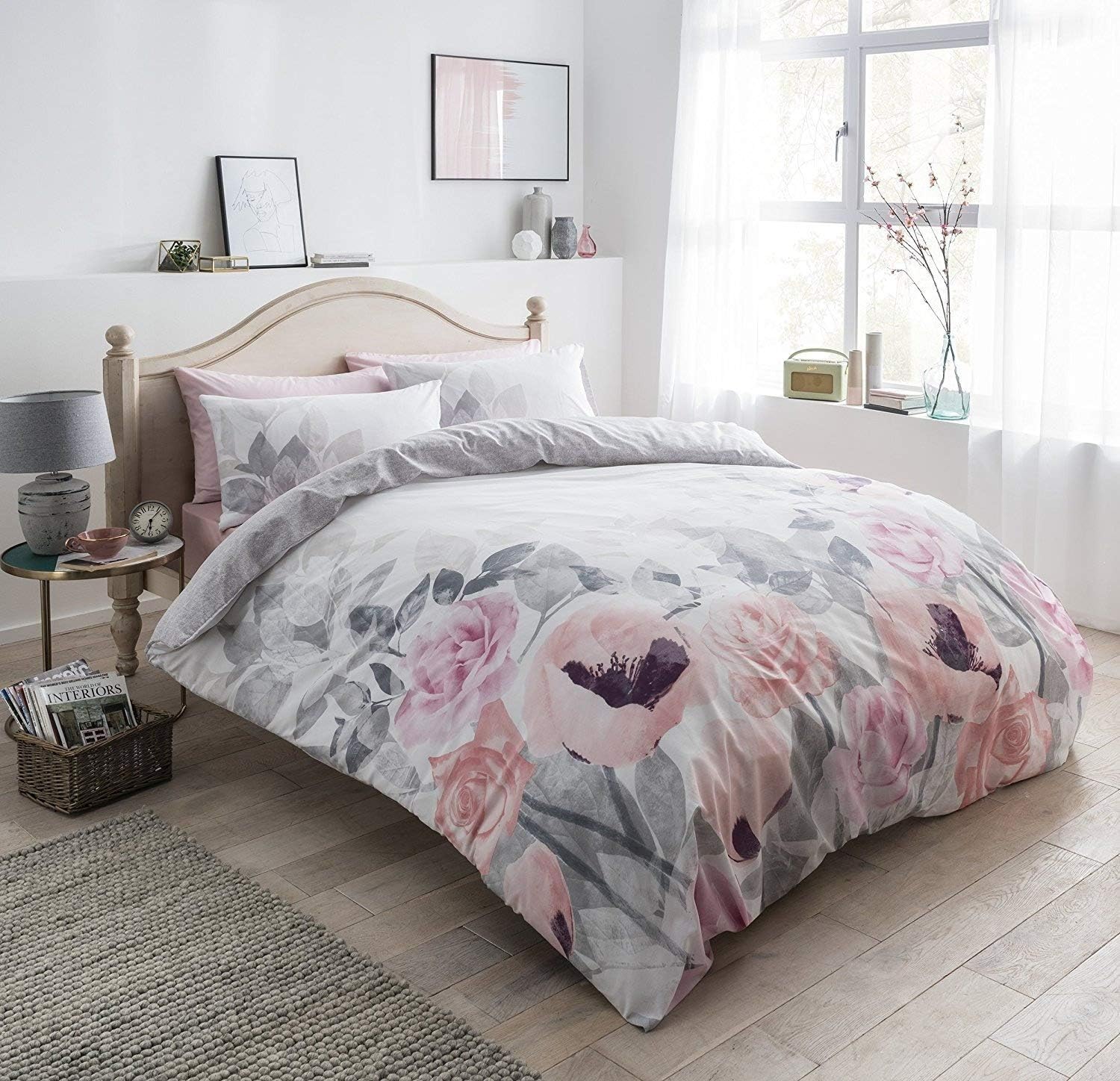 Online Forever Beautiful Floral Contemporary Bohemian Duvet Cover Sets (Faded Flowers, 260cm x 220cm)