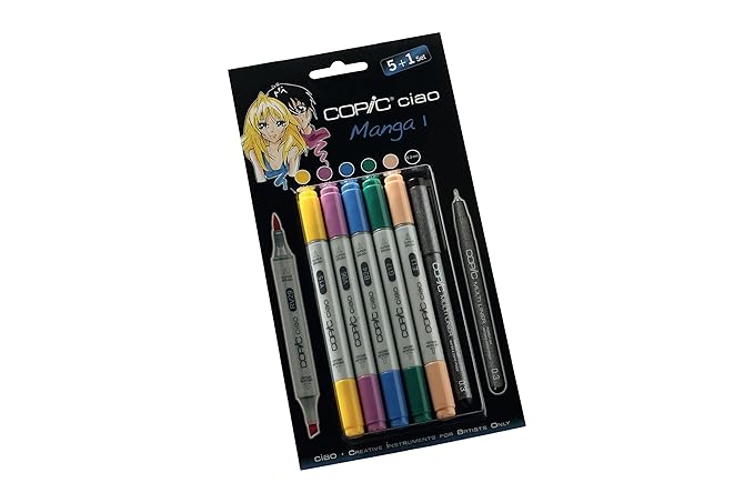 Copic Ciao Stifte-Set mit Manga 1 Marker (5-erPack)/Multiliner-Stift